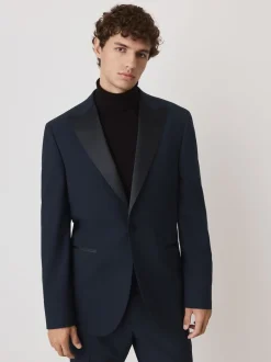 Next marine - Veste de costume de smoking Motionflex en laine Blend habillé Sale