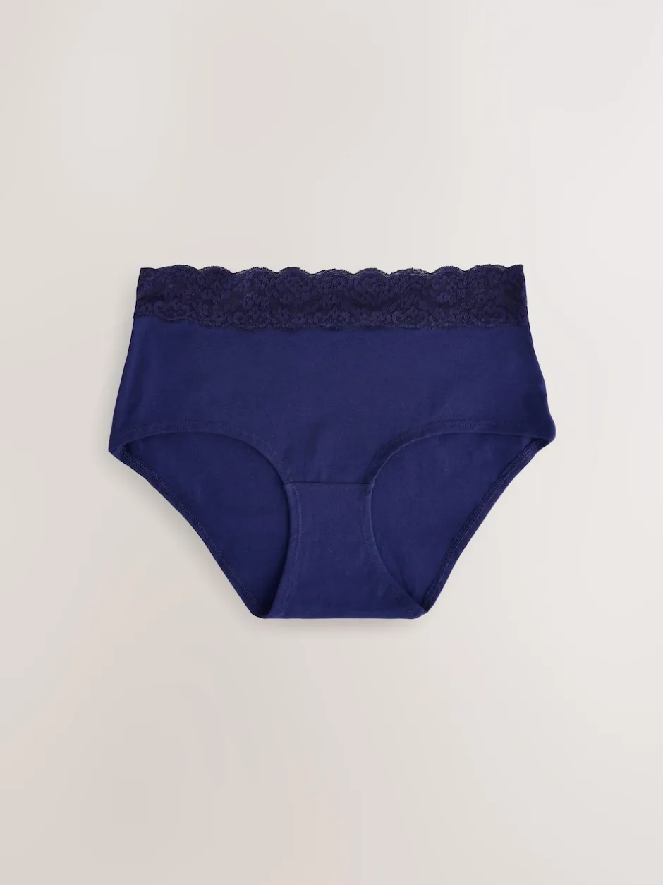 Next Marine Paisley - Lot de 4 culottes en coton et dentelle Mi-long Discount