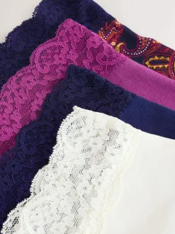 Next Marine Paisley - Lot de 4 culottes en coton et dentelle Mi-long Discount