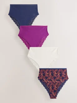 Next - Lot de 4 culottes en coton et dentelle Marine Paisley Discount