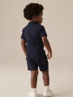 Next - Ensemble polos et shorts de manches (3mois-7ans) Marine Texturée Sale