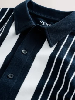 Next Marine/Blanc - Chemise en jersey à manches courtes à rayures verticales (3-16ans) Clearance