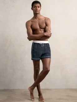 Reiss Marine/Blanc - Cano Colour-Block Piped-Trim Short de bain New