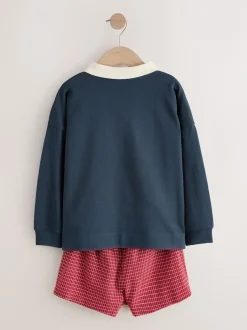 Next Marine/Bourgogne - Ensemble haut style rugby et short tissé (6-16ans) Outlet