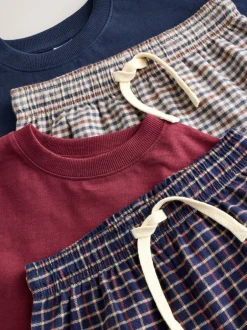 Next - Lot de 2 pyjamas en tissu à carreaux à manches longues (3-16ans) Marine/Bourgogne Outlet