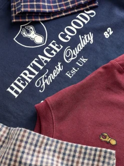 Next - Lot de 2 pyjamas en tissu à carreaux à manches longues (3-16ans) Marine/Bourgogne Outlet