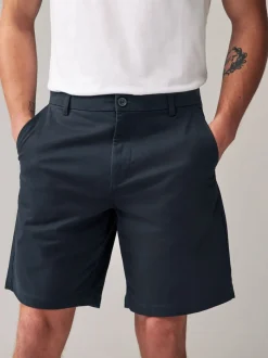 Next Marine/Charbon - - Short chino extensible 2 Pack Ajustement lâche Outlet