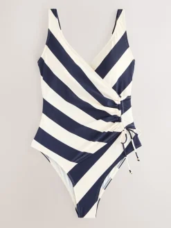 Next - Maillot de bain gainant le ventre froncé Marine/Crème Hot