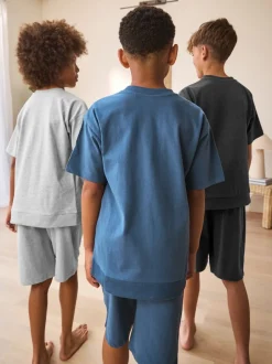 Next - Lot de 3 pyjamas à jambes courtes (3-16ans) (3-16ans) Marine/Gris Outlet