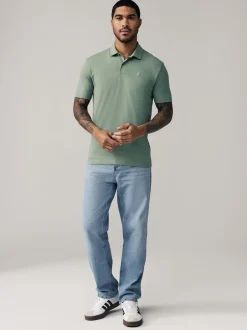 Next Marine/Noir/Gris/Blanc/Vert sauge Vert - Slim Fit (Slim Fit) - Polo en jersey Manches courtes 5 Pack Online