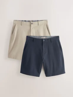 Next Marine/Pierre - - Short chino extensible 2 Pack Ajustement lâche Discount