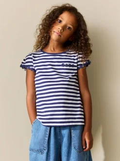 Next Marine/White Stripe - T-shirt à pochettes Daisy (1.5-16ans) Clearance
