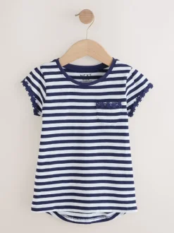 Next Marine/White Stripe - T-shirt à pochettes Daisy (1.5-16ans) Clearance