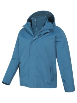 Mountain Warehouse - Mens Fell 3-In-1 Veste résistante à l'eau Marl bleu New