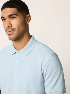 Next - Slim Fit (Slim Fit) - Polo Manches courtes Pique Marl bleu clair New