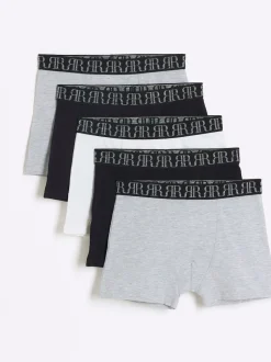 River Island Marl gris - Lot de 5 boxers Best