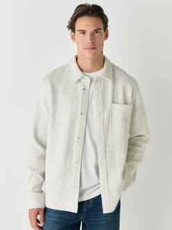 Next Marl gris - Veste-chemise à bouton-chemise à texture linéaire Clearance