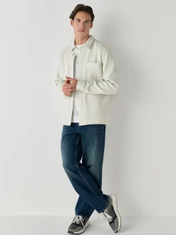 Next Marl gris - Veste-chemise à bouton-chemise à texture linéaire Clearance