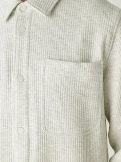 Next Marl gris - Veste-chemise à bouton-chemise à texture linéaire Clearance