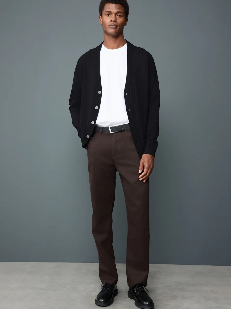 Next Marron - Ajustement droit - Chinos en coton brossé élégant TENCEL™ Lyocell Blend avec ceintures Sale