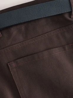 Next Marron - Ajustement droit - Chinos en coton brossé élégant TENCEL™ Lyocell Blend avec ceintures Sale