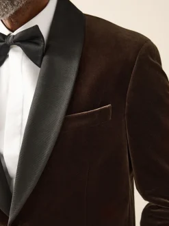 Next Marron - Ajustement régulier - Blazer Signature Pontoglio en velours italien avec revers châle Best