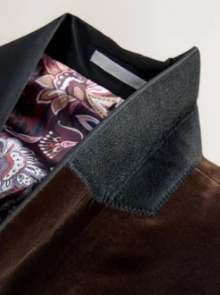 Next Marron - Ajustement régulier - Blazer Signature Pontoglio en velours italien avec revers châle Best
