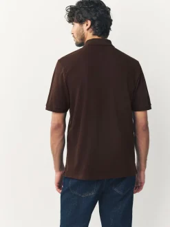 Next - Ajustement régulier - Polo Manches courtes Pique Marron Online