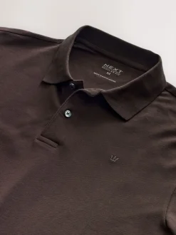 Next - Ajustement régulier - Polo à manches longues en piqué Marron Online