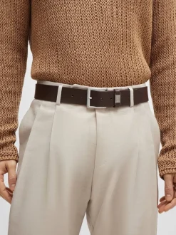 BOSS Marron - Ceintures de cuir en métal brossé Clearance