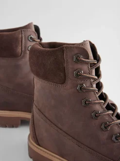 Next Marron - Bottes à lacets en cuir Clearance