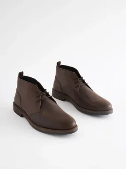 Next Marron - Bottes Chukka en cuir cireux Clearance