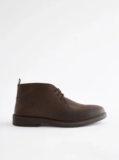 Next Marron - Bottes Chukka en cuir cireux Clearance