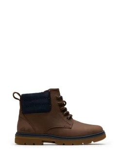 Clarks Marron - Bottes Lorcm Trail en cuir pour garçon Outlet