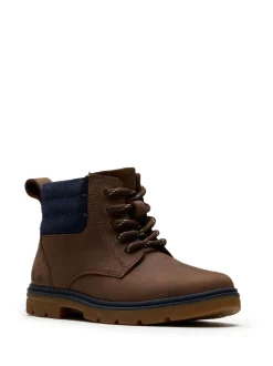 Clarks Marron - Bottes Lorcm Trail en cuir pour garçon Outlet