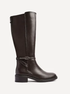 Linzi Marron - Bottes Power hautes avec panneau latéral extensible et détail de boucle Discount