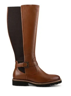 Pavers Marron - Bottes longues en cuir élastiques Hot