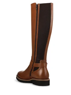 Pavers Marron - Bottes longues en cuir élastiques Hot