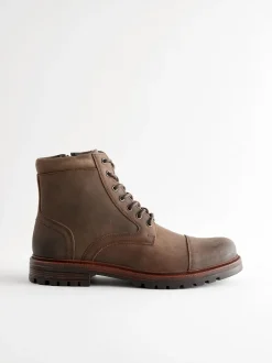 Next Marron - Bottes zippées à embout en cuir Clearance