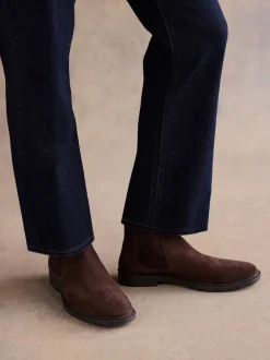 Next Marron - Bottines Chelsea en daim élégantes New