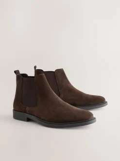 Next Marron - Bottines Chelsea en daim élégantes New