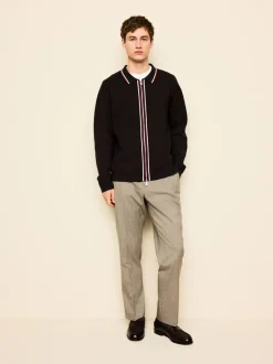 Next Marron - Cardigan N. Premium à liserés Milieu zippé coupe classique Discount