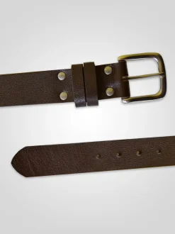 D555 Marron - Ceinture Gavin en Cuir véritable fabriqué à la main 3.7 Largeur cm Best