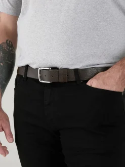 D555 Marron - Ceinture Gavin en Cuir véritable fabriqué à la main 3.7 Largeur cm Best