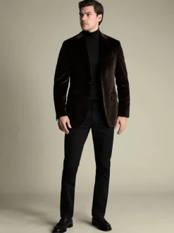 Charles Tyrwhitt Marron - Veste Coupe ajustée en velours italien Sale