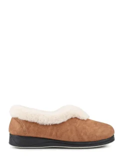 Pavers Marron - Chaussons douillets en mousse à mémoire de forme coupe large Clearance