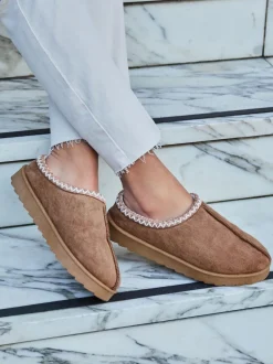 Linzi Marron - Chaussons Tana en faux daim à enfiler Online