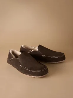 Next Marron - Chaussons mocassins Signature Kickdown en daim Outlet