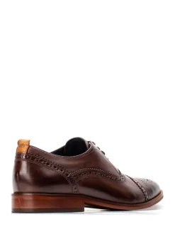 Base London Marron - Chaussures Cast Brogue délavées Clearance