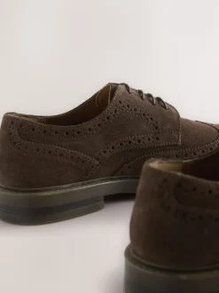 Next Marron - Chaussures Brogue en daim à semelle épaisse Discount